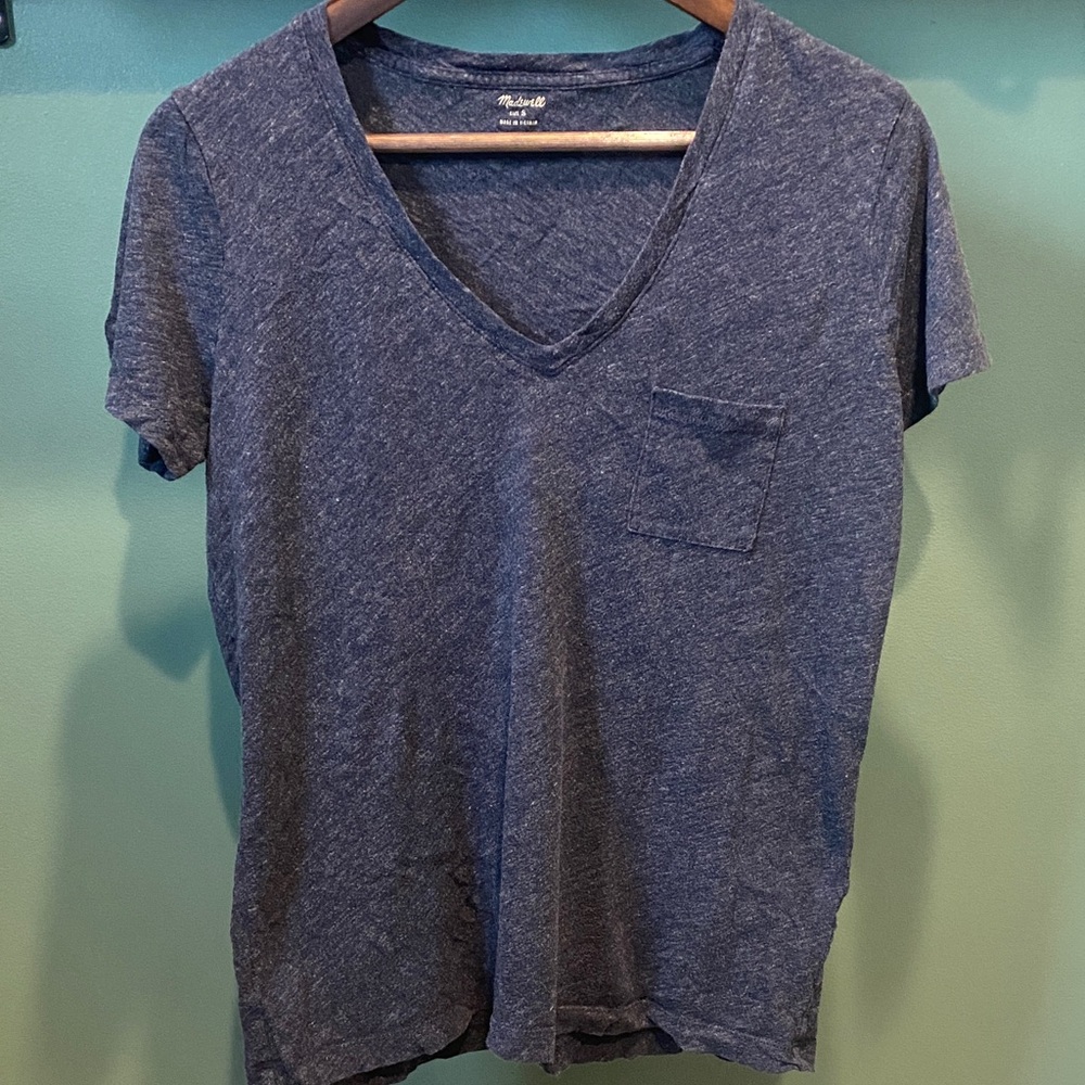 Madewell Heathered Blue V-Neck Tee